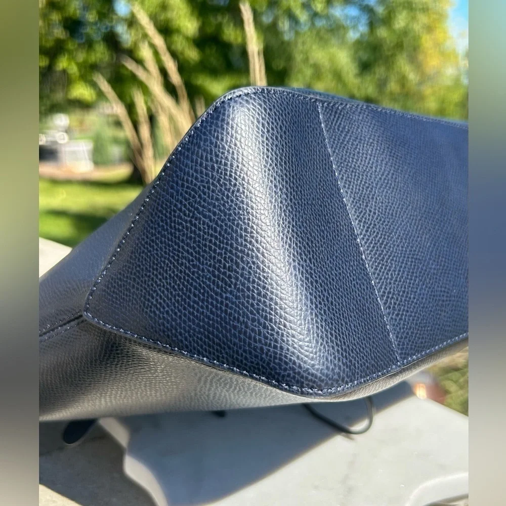 Coach Zip Top Tote F35204 Midnight Blue Crossgrain Leather